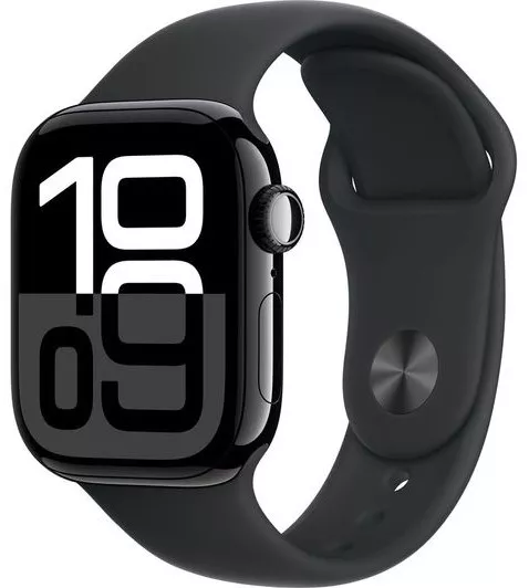 Apple Watch Series 10 GPS 42mm Jet Black Aluminium Case with Black Sport Band - S/M